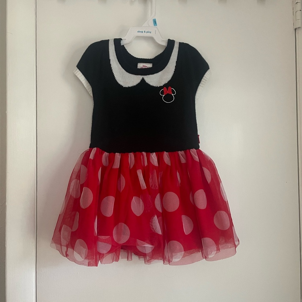 Black and Red Polka Dot Dress with Minnie Mouse Design